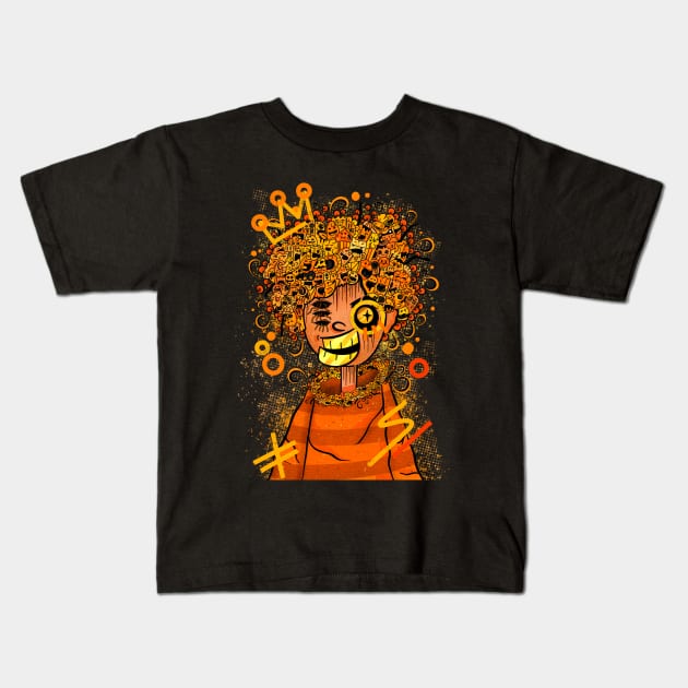 Hooman Orange Doodle Kids T-Shirt by Nynjamoves